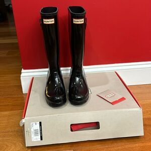 NIB Hunter tall kids original gloss rain boots black size G6/B5